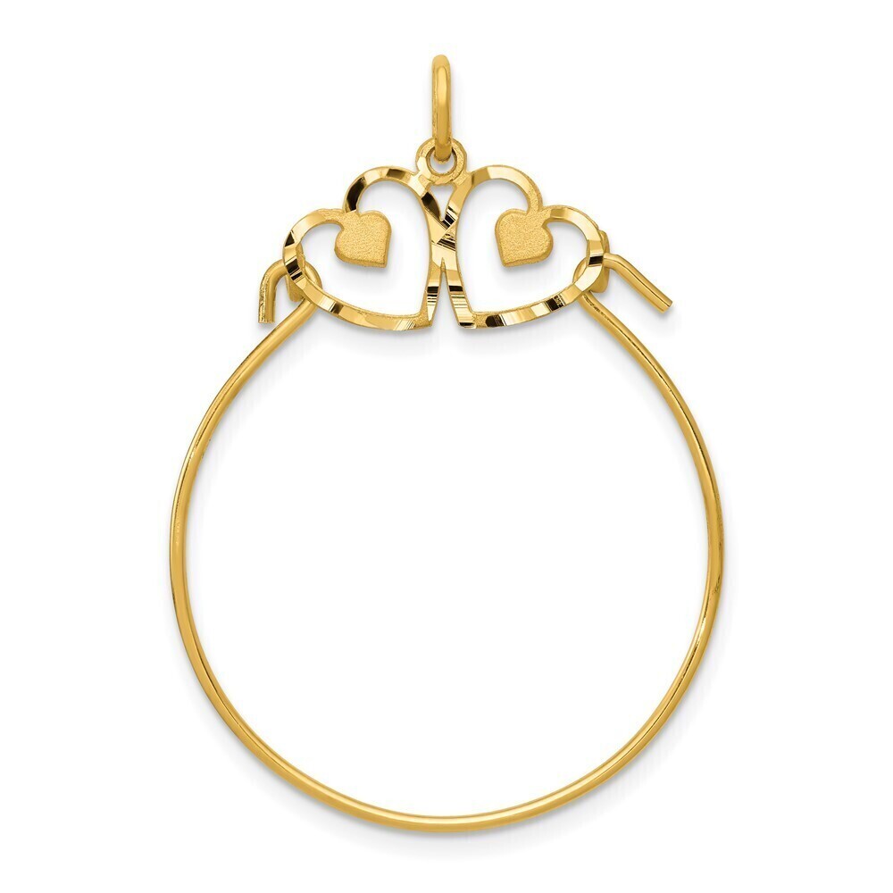 Million Charms 10k Yellow Gold Heart Charm Holder Genuine Gold